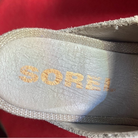 SOREL Sz 7.5 Joanie II Slip On Suede Nubuck Slide Wedges in Dove Colourway Shoes - Picture 5 of 10